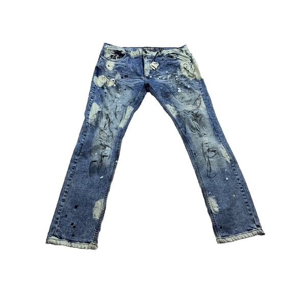 Another Hype Piece AHP Ripped Skinny Distressed Jeans Paint Splatter Mens 36x32 - Picture 1 of 12